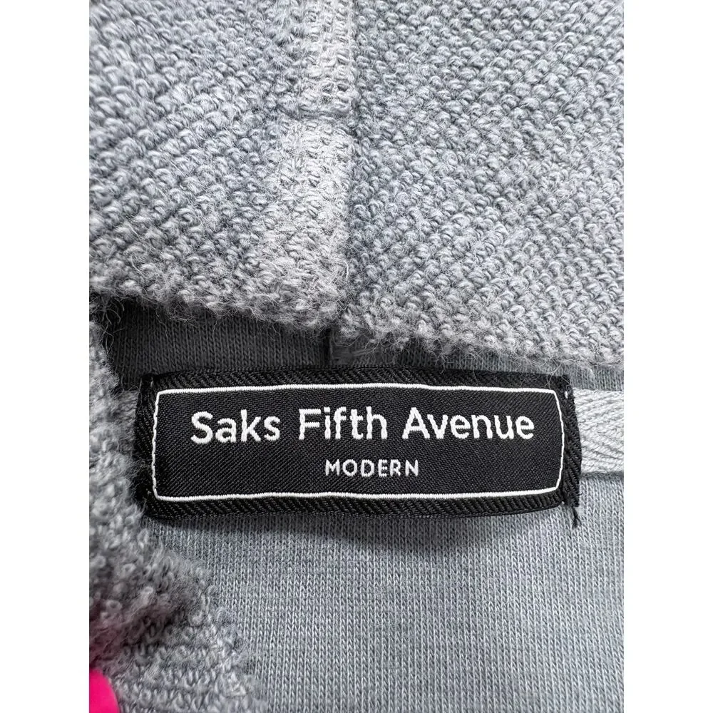 Made in Italy Ombré Terry Hoodie Saks Fifth Avenue Modern Blue Gray Quiet Luxe L